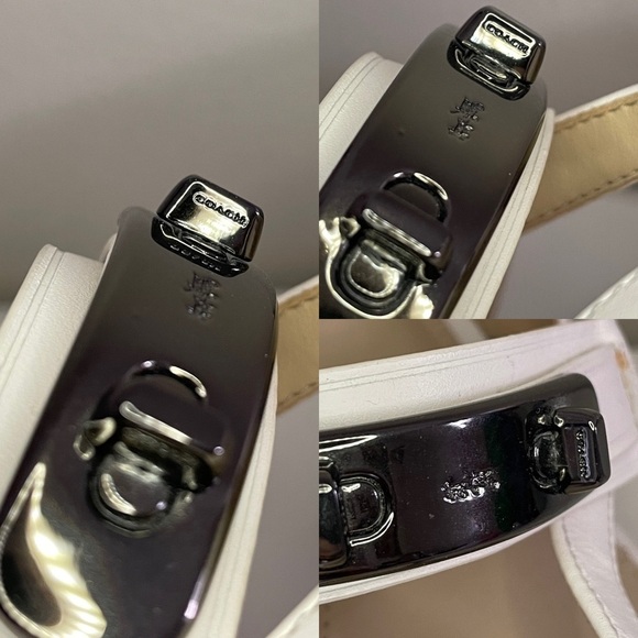 Coach Turnlock Leather Olina Matte White Thong Heel Dress Sandals Women’s 8.5 - Picture 13 of 15